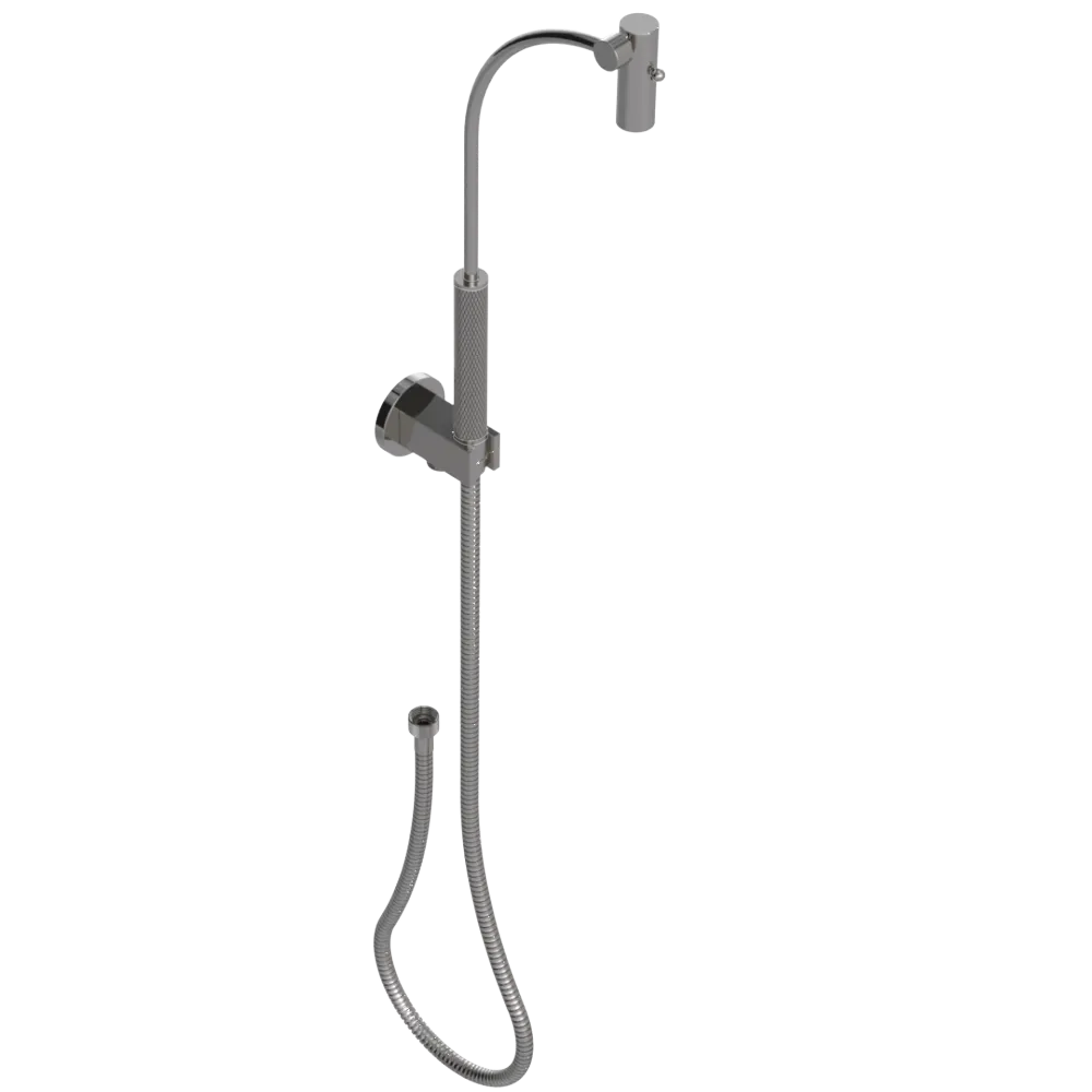 Rubinet Hand Held Shower Bidet with Extended Reach & Dual Function Spray Including Wall Bracket with Supply & Hose (Round) Polished Nickel