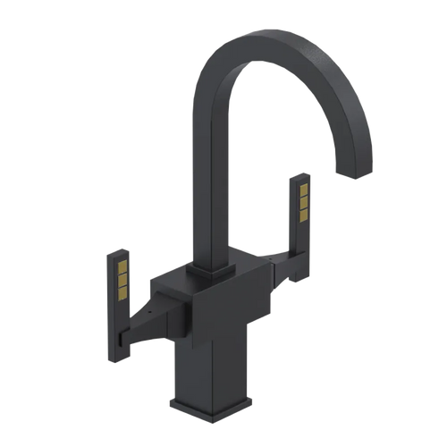 Rubinet Single Hole Dual Handle Lav. Set. (less drain) Matt Black