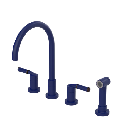 Rubinet Widespread Kitchen Set with Hand Spray Midnight Blue