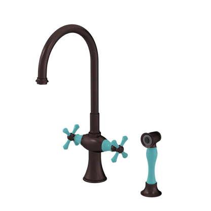 Rubinet Two Handle Single Hole Kitchen Set with Hand Spray Oil Rubbed Bronze