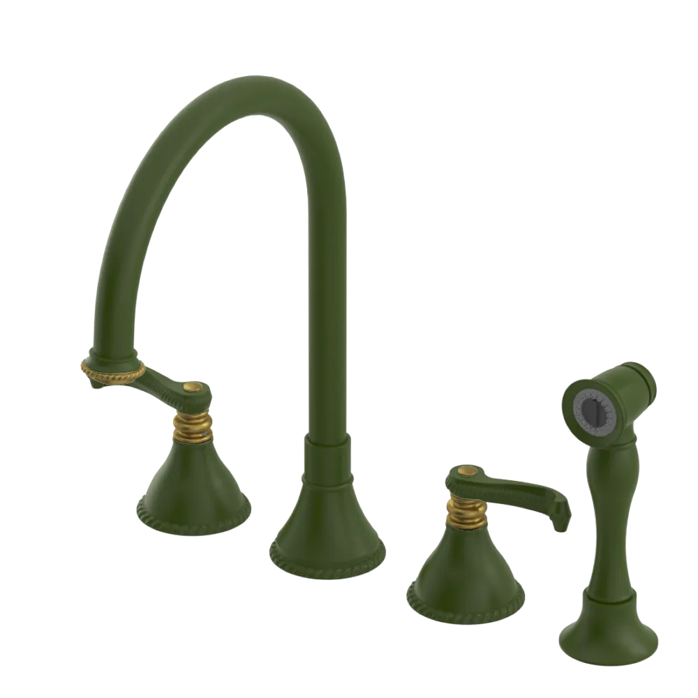 Rubinet Widespread Kitchen Set with Hand Spray Green Envy