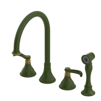 Rubinet Widespread Kitchen Set with Hand Spray Green Envy