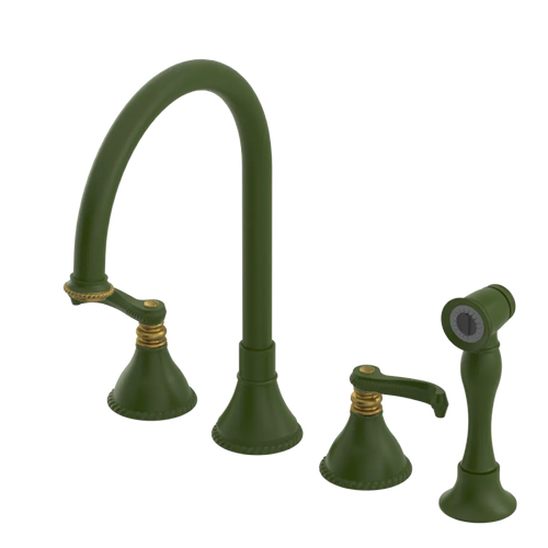Rubinet Widespread Kitchen Set with Hand Spray Green Envy