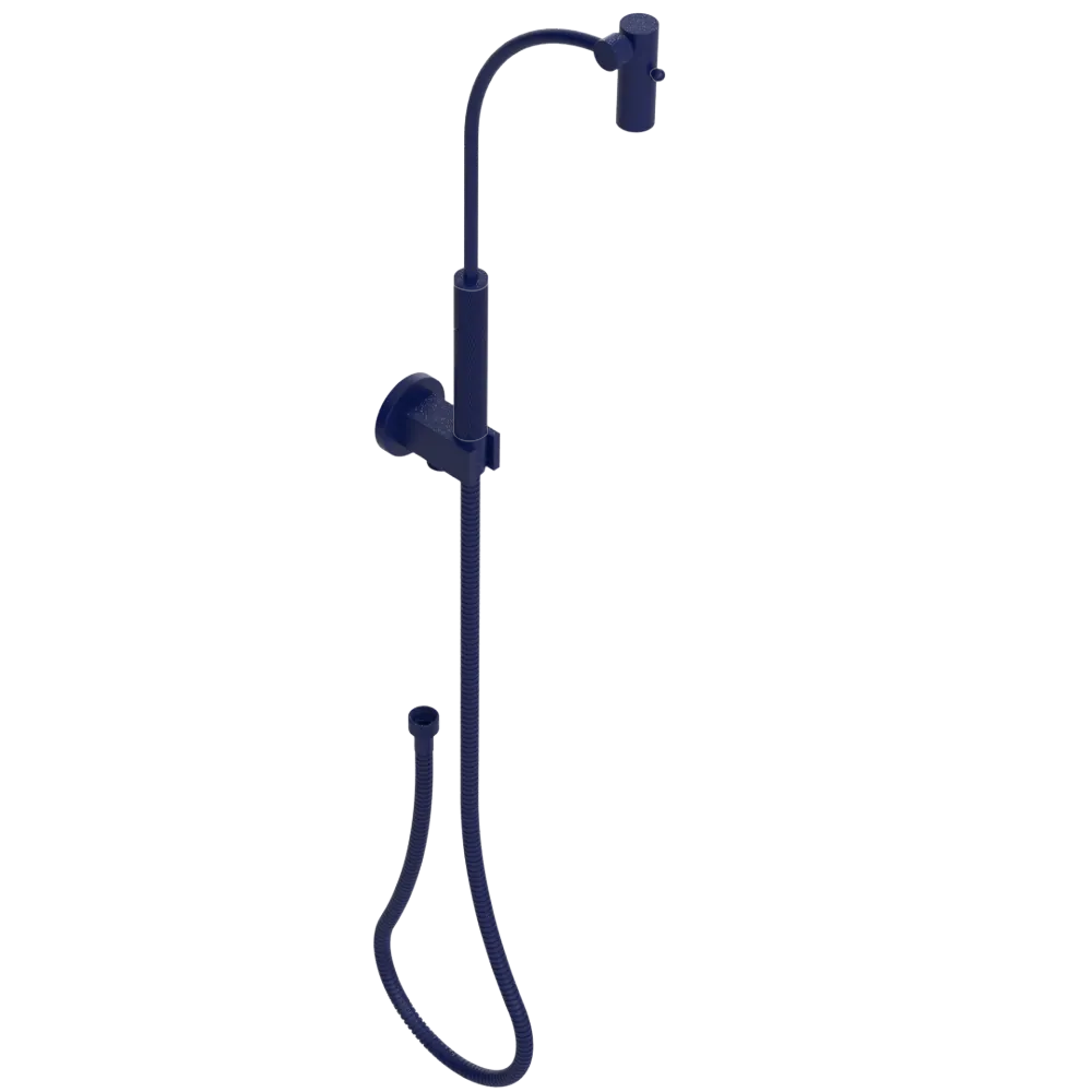 Rubinet Hand Held Shower Bidet with Extended Reach & Dual Function Spray Including Wall Bracket with Supply & Hose (Round) Midnight Blue