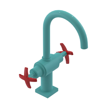 Rubinet Single Hole Dual Handle Lav. Set. (less drain) Aqua