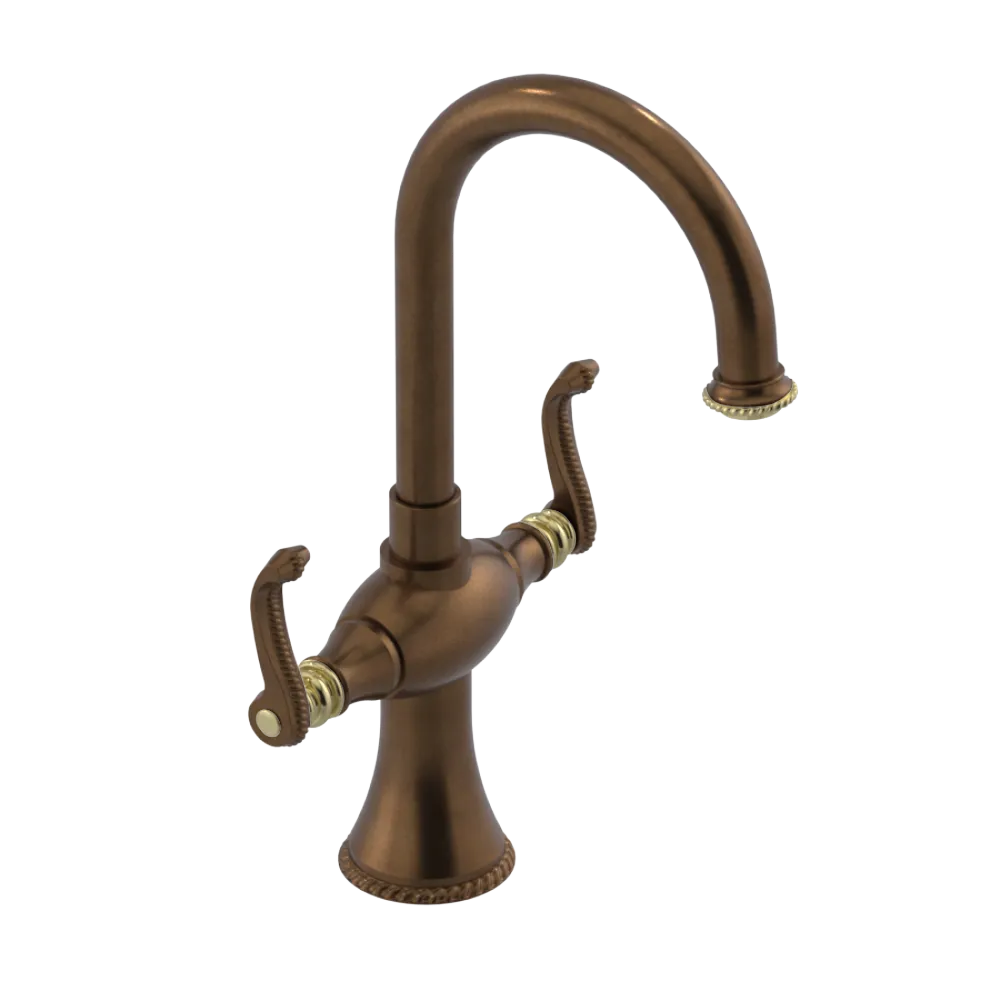 Rubinet Single Hole Dual Handle Lav. Set. (less drain) Tuscan Brass