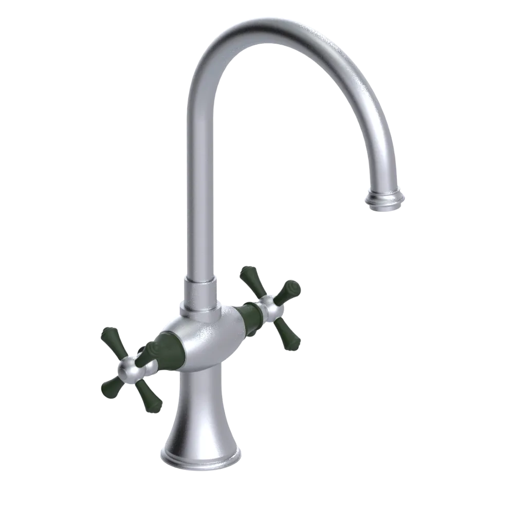 Rubinet Two Handle Single Hole Kitchen Set Satin Chrome