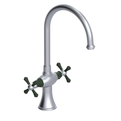 Rubinet Two Handle Single Hole Kitchen Set Satin Chrome