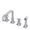 Rubinet Widespread Kitchen Set with Genesis Spout with Hand Spray Satin Chrome