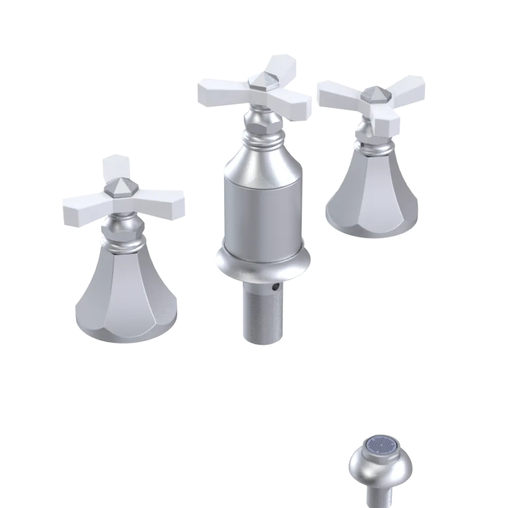 Rubinet Bidet Fitting with Spray, Diverter, and Vacum Breaker (Less Drain) Satin Chrome