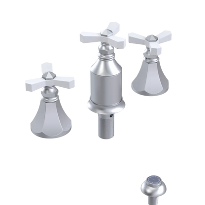 Rubinet Bidet Fitting with Spray, Diverter, and Vacum Breaker (Less Drain) Satin Chrome