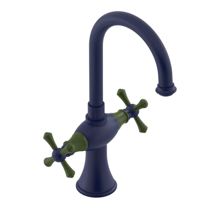 Rubinet Single Hole Dual Handle Lav. Set. (less drain) Midnight Blue