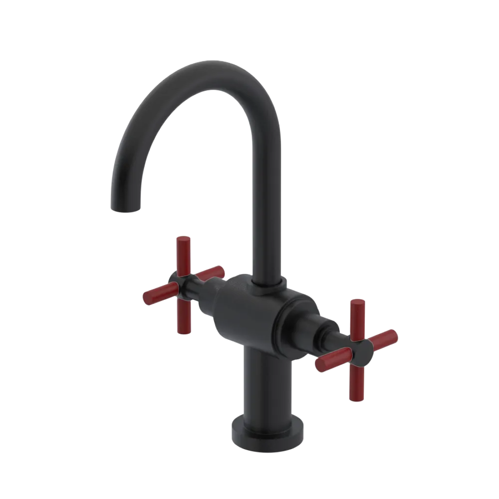 Rubinet Single Hole Dual Handle Lav. Set with LaSalle Spout (less drain) Matt Black