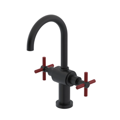 Rubinet Single Hole Dual Handle Lav. Set with LaSalle Spout (less drain) Matt Black