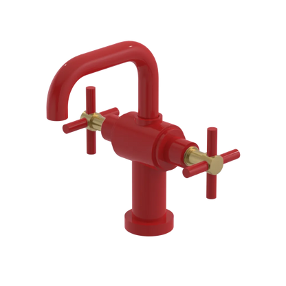 Rubinet Single Hole Dual Handle Lav. Set. (less drain) Red
