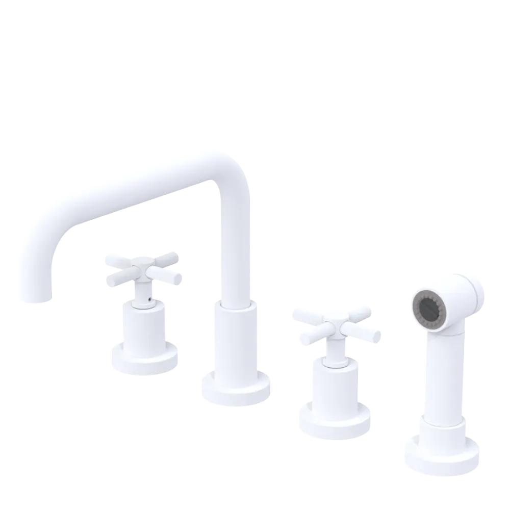 Rubinet Widespread Kitchen Set with Hand Spray Matt White