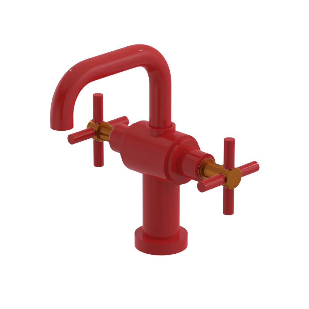 Rubinet Single Hole Dual Handle Lav. Set. (less drain) Red