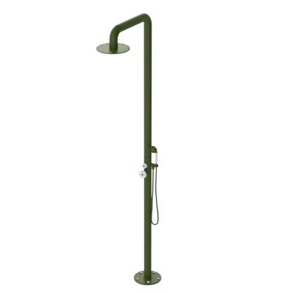 Rubinet Pressure Balance Outdoor Shower with Hand Held Shower & 10" Shower Head - 304 Stainless Steel Green Envy