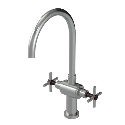 Rubinet Two Handle Single Hole Kitchen Set with LaSalle Spout Satin Nickel
