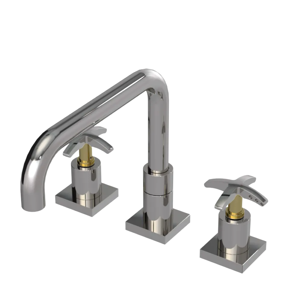 Rubinet Widespread Kitchen Set with Genesis Spout Polished Nickel