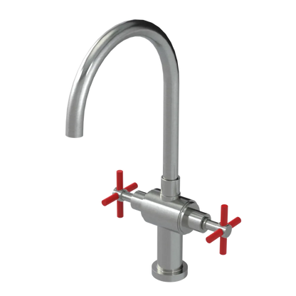 Rubinet Two Handle Single Hole Kitchen Set with LaSalle Spout Satin Nickel