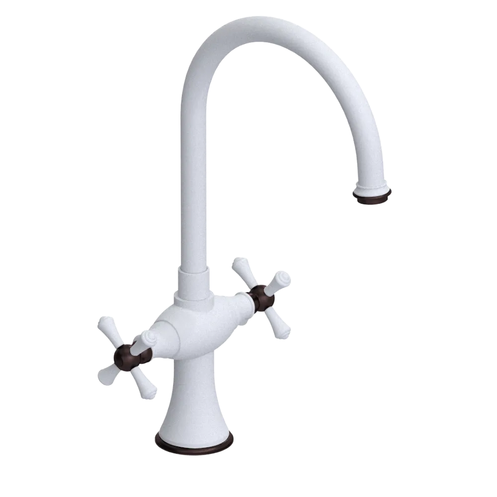 Rubinet Two Handle Single Hole Kitchen Set Matt White