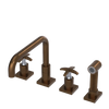 Rubinet Widespread Kitchen Set with Genesis Spout with Hand Spray Tuscan Brass