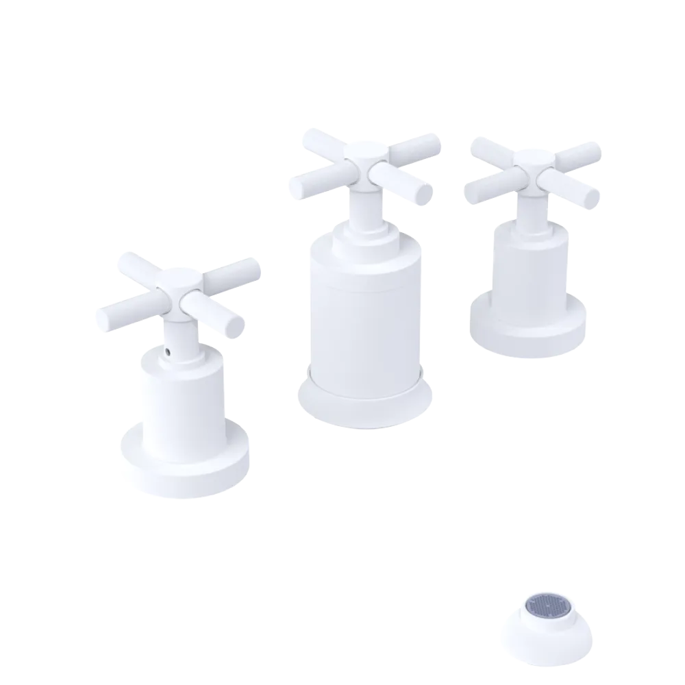 Rubinet Bidet Fitting with Spray, Diverter, and Vacuum Breaker (less drain) Matt White