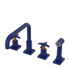 Rubinet Widespread Kitchen Set with Genesis Spout with Hand Spray Midnight Blue