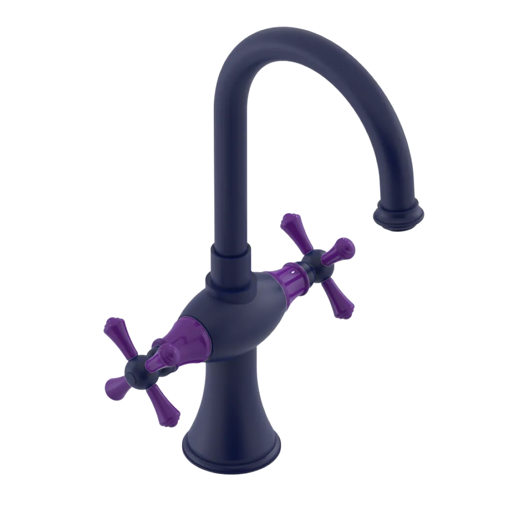 Rubinet Single Hole Dual Handle Lav. Set. (less drain) Midnight Blue
