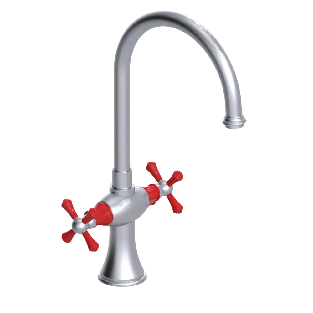 Rubinet Two Handle Single Hole Kitchen Set Satin Chrome