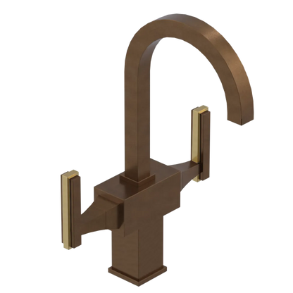 Rubinet Single Hole Dual Handle Lav. Set. (less drain) Tuscan Brass