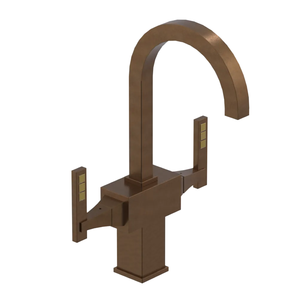 Rubinet Single Hole Dual Handle Lav. Set. (less drain) Tuscan Brass