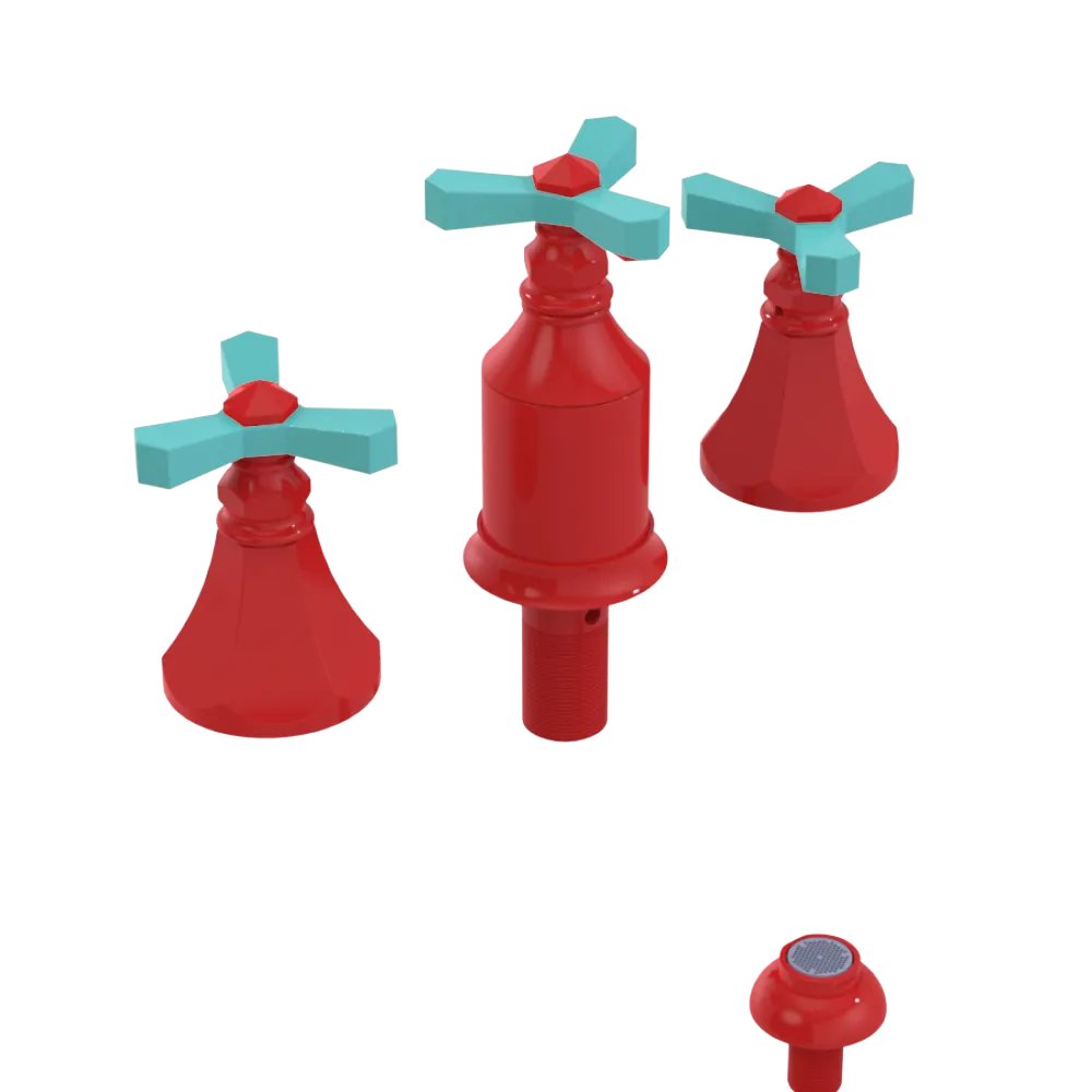 Rubinet Bidet Fitting with Spray, Diverter, and Vacum Breaker (Less Drain) Red