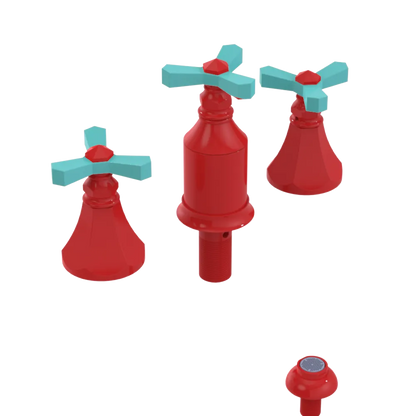 Rubinet Bidet Fitting with Spray, Diverter, and Vacum Breaker (Less Drain) Red