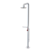 Rubinet Pressure Balance Outdoor Shower with Foot Rinse & 10" Shower Head (with shelf) - 304 Stainless Steel Chrome