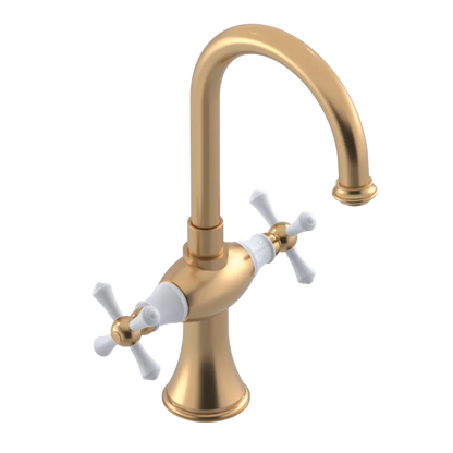 Rubinet Single Hole Dual Handle Lav. Set. (less drain) Satin Gold