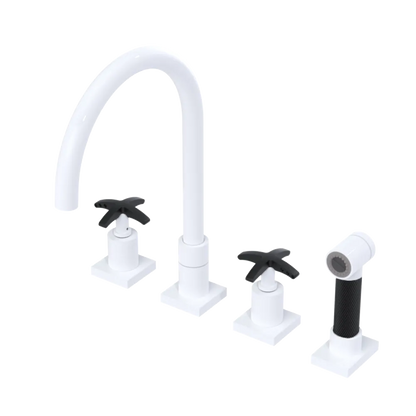 Rubinet Widespread Kitchen Set with Hand Spray White