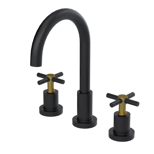 Rubinet Widespread Kitchen Set with LaSalle Spout Matt Black