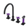 Rubinet Widespread Kitchen Set with Hand Spray Matt Black