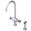 Rubinet Two Handle Single Hole Kitchen Set with LaSalle Spout with Hand Spray Satin Chrome