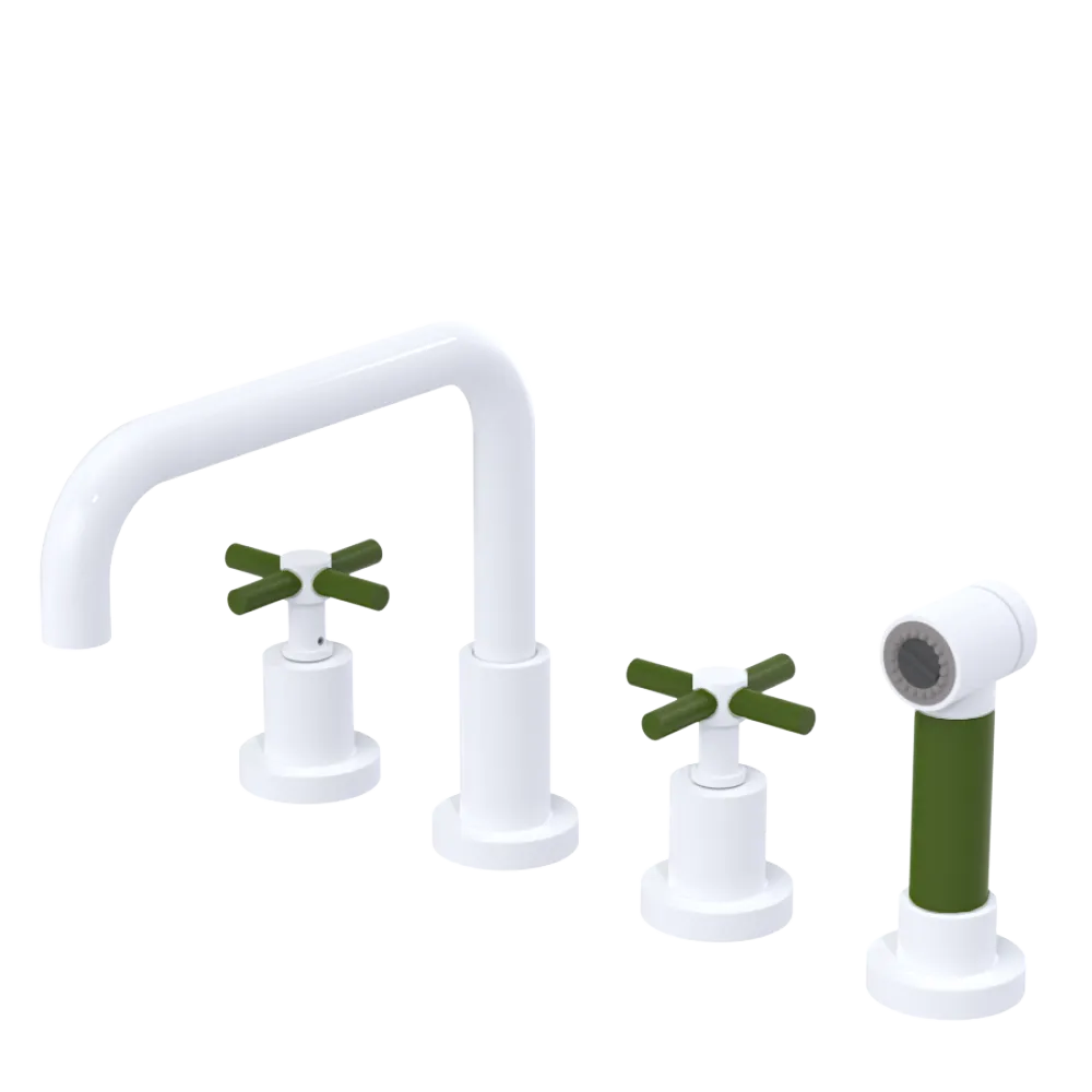 Rubinet Widespread Kitchen Set with Hand Spray White
