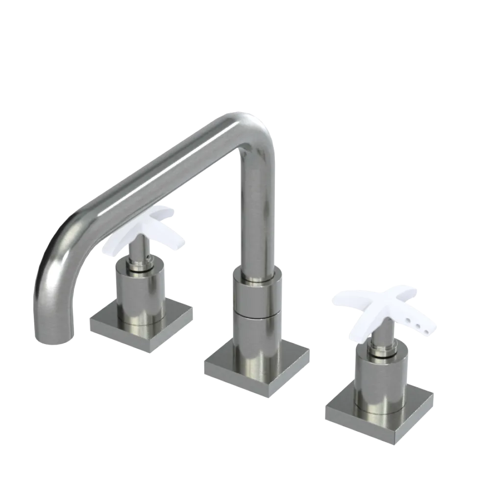 Rubinet Widespread Kitchen Set with Genesis Spout Satin Nickel