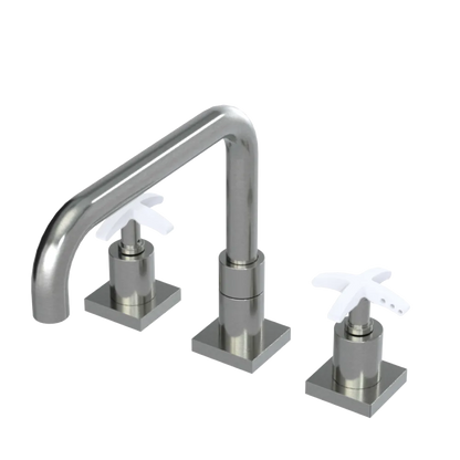 Rubinet Widespread Kitchen Set with Genesis Spout Satin Nickel