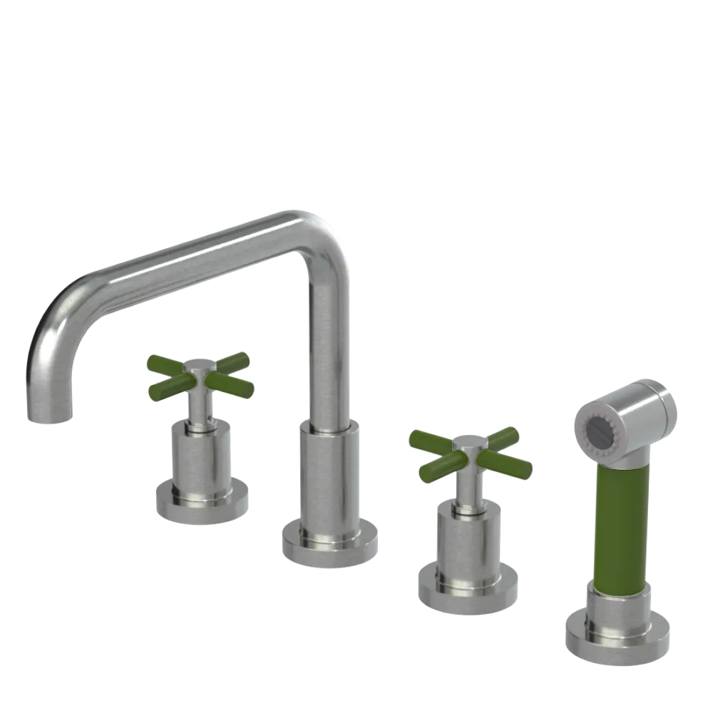 Rubinet Widespread Kitchen Set with Hand Spray Satin Nickel