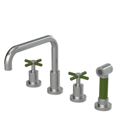 Rubinet Widespread Kitchen Set with Hand Spray Satin Nickel