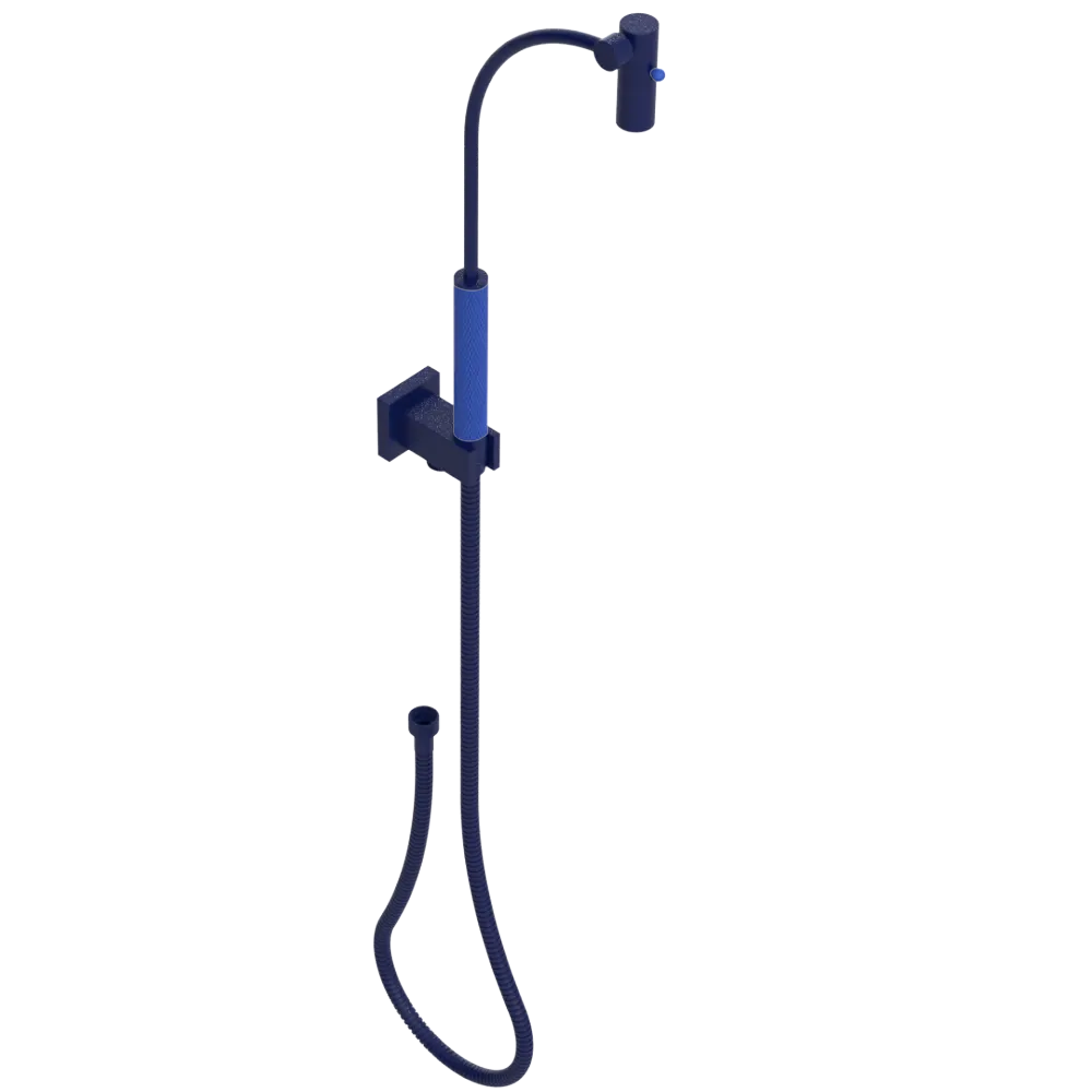 Rubinet Hand Held Shower Bidet with Extended Reach & Dual Function Spray Including Wall Bracket with Supply & Hose (Square) Midnight Blue
