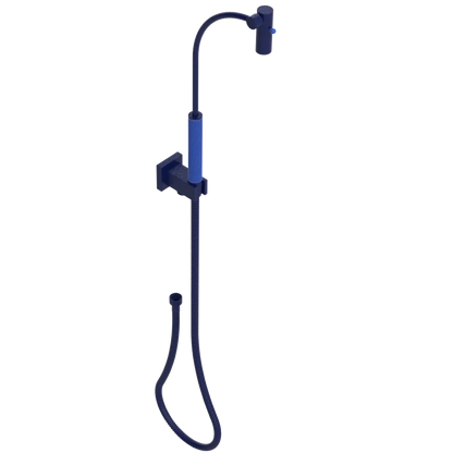 Rubinet Hand Held Shower Bidet with Extended Reach & Dual Function Spray Including Wall Bracket with Supply & Hose (Square) Midnight Blue