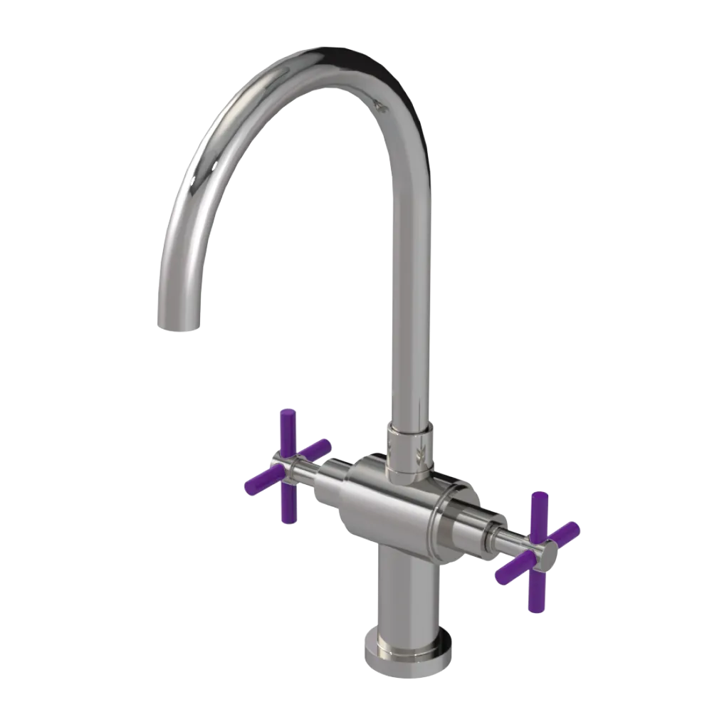 Rubinet Two Handle Single Hole Kitchen Set with LaSalle Spout Polished Nickel