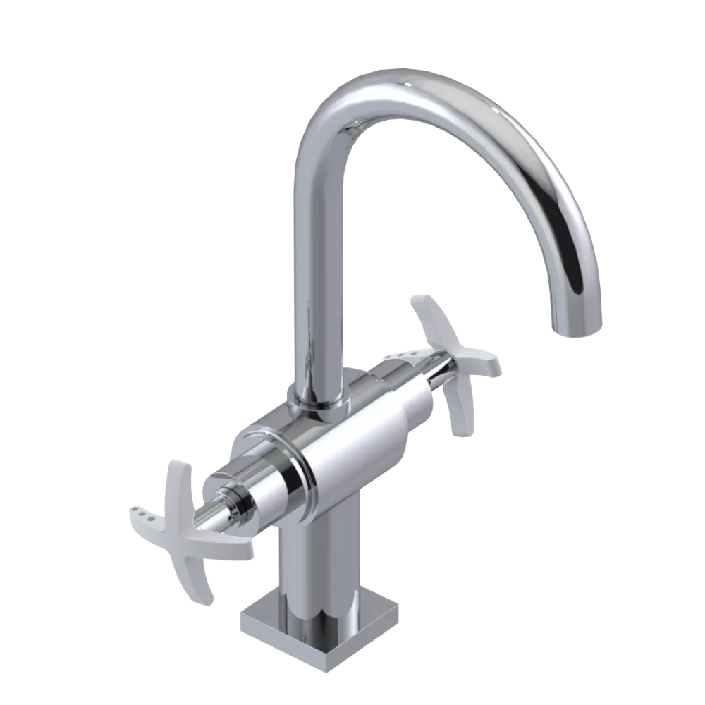 Rubinet Single Hole Dual Handle Lav. Set. (less drain) Chrome